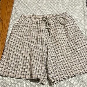 Men's Plaid Drawstring Shorts - Beige/Navy